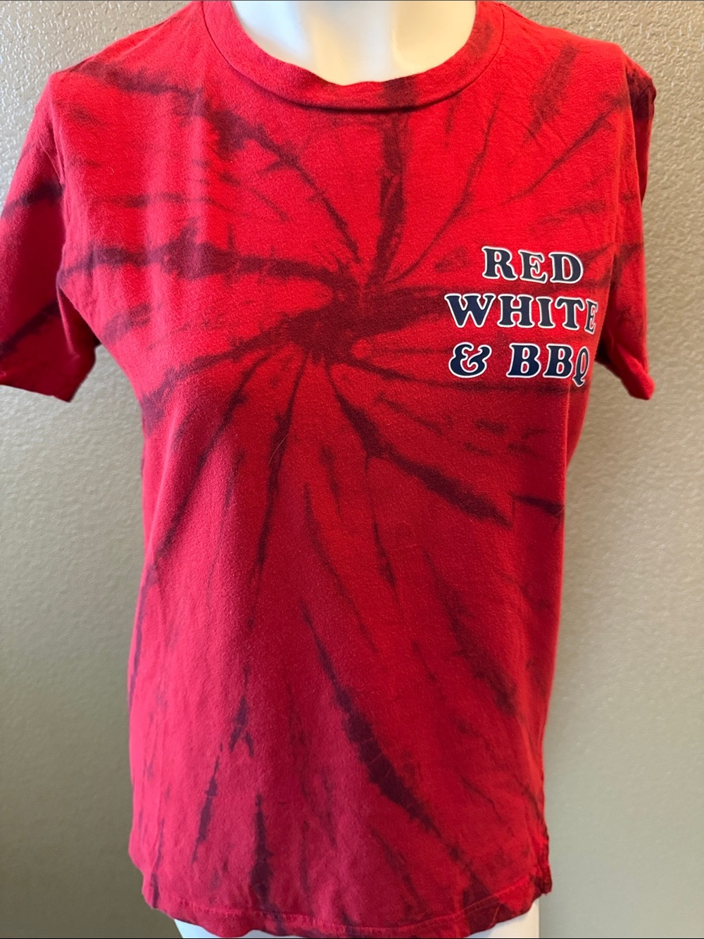 PINK Victoria's Secret Red Tie-Dye 'Red White & BBQ' Graphic Tee